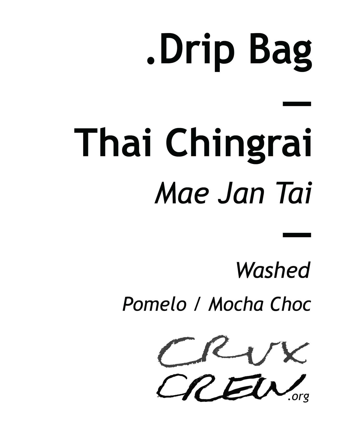 Coffee Drip Bag(s) - Thai Chiangrai Single Serve Premium Pour Over