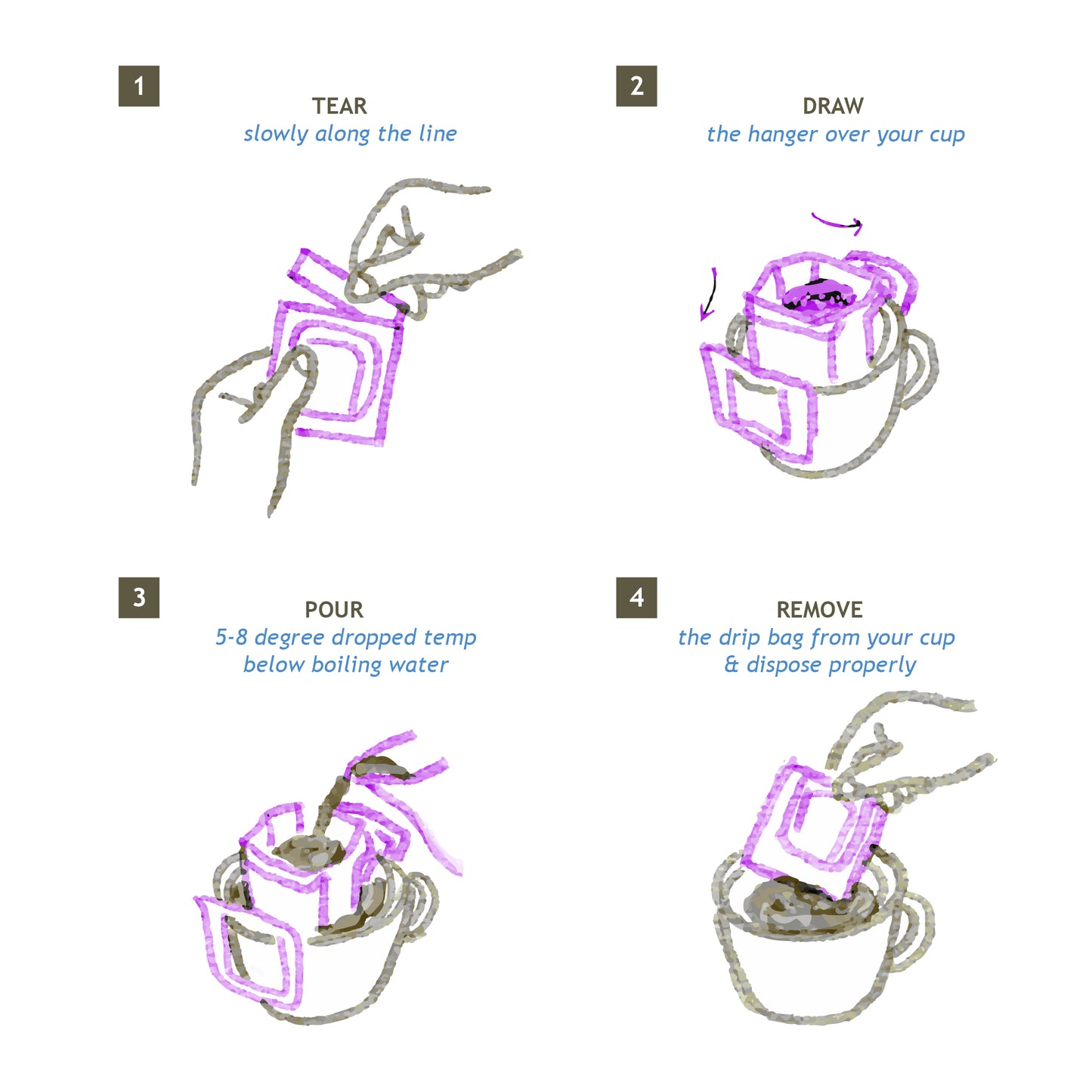 Coffee Drip Bag(s) - Thai Chiangrai Single Serve Premium Pour Over